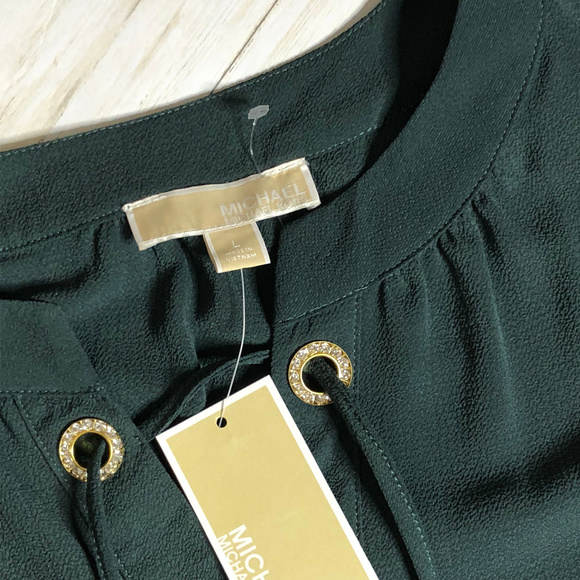 Michael Michael Kors Green Peasant Blouse Top - Picture 4 of 7